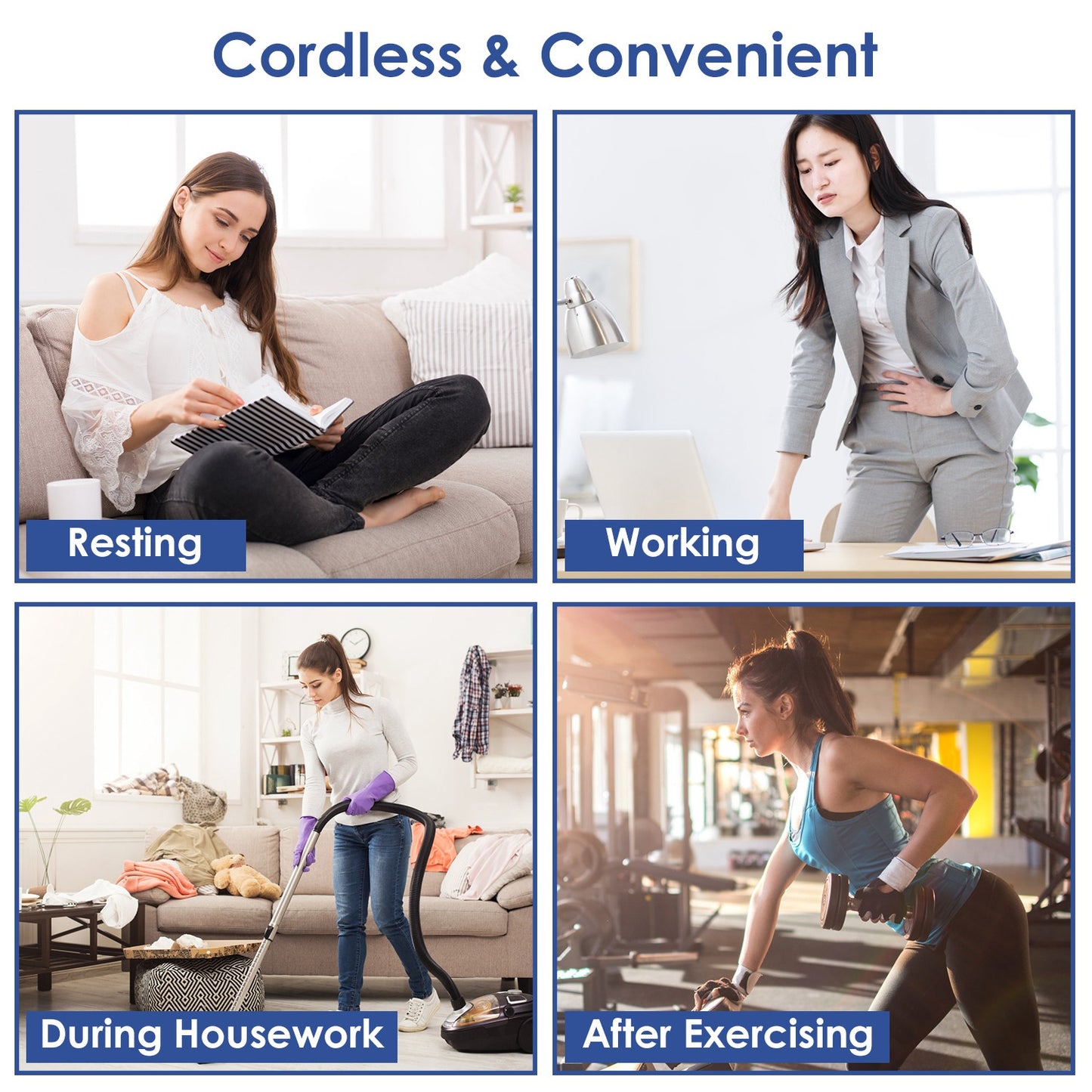 Lower Back Massager Heating Pad Cordless Heating Pad With Air Compression Vibration For Back Belly Waist Shoulder Pain Relief