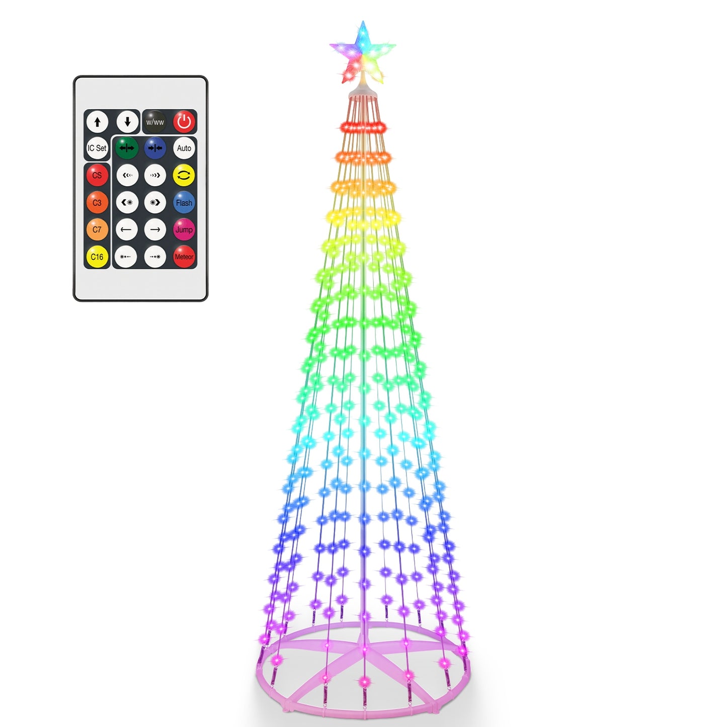LED Smart Christmas Cone Tree Outdoor Lighted Christmas Tree Light with App Control Remote Control IP44 Waterproof Timer 210 Modes for Indoor Outside