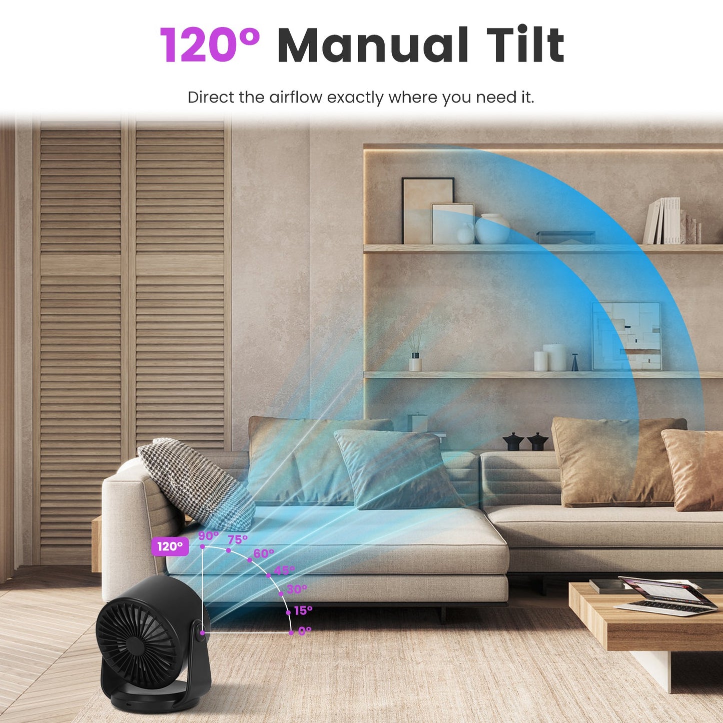 Desk Fan Battery Operated Wall Mounted Fan Rechargeable Mini Desk Fan With Tilting Angle For Home Office Travel