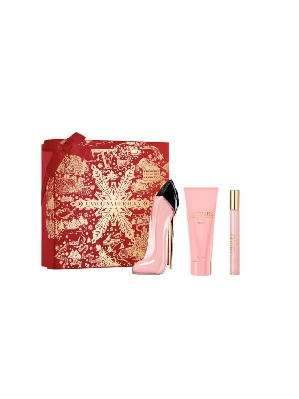 Good Girl Blush By Carolina Herrera 3 Pcs. Gift Set: 2.7 Fl.Oz. Edp Spray 3.4-Oz.Leg Elixir And .034Oz. Edp For Women