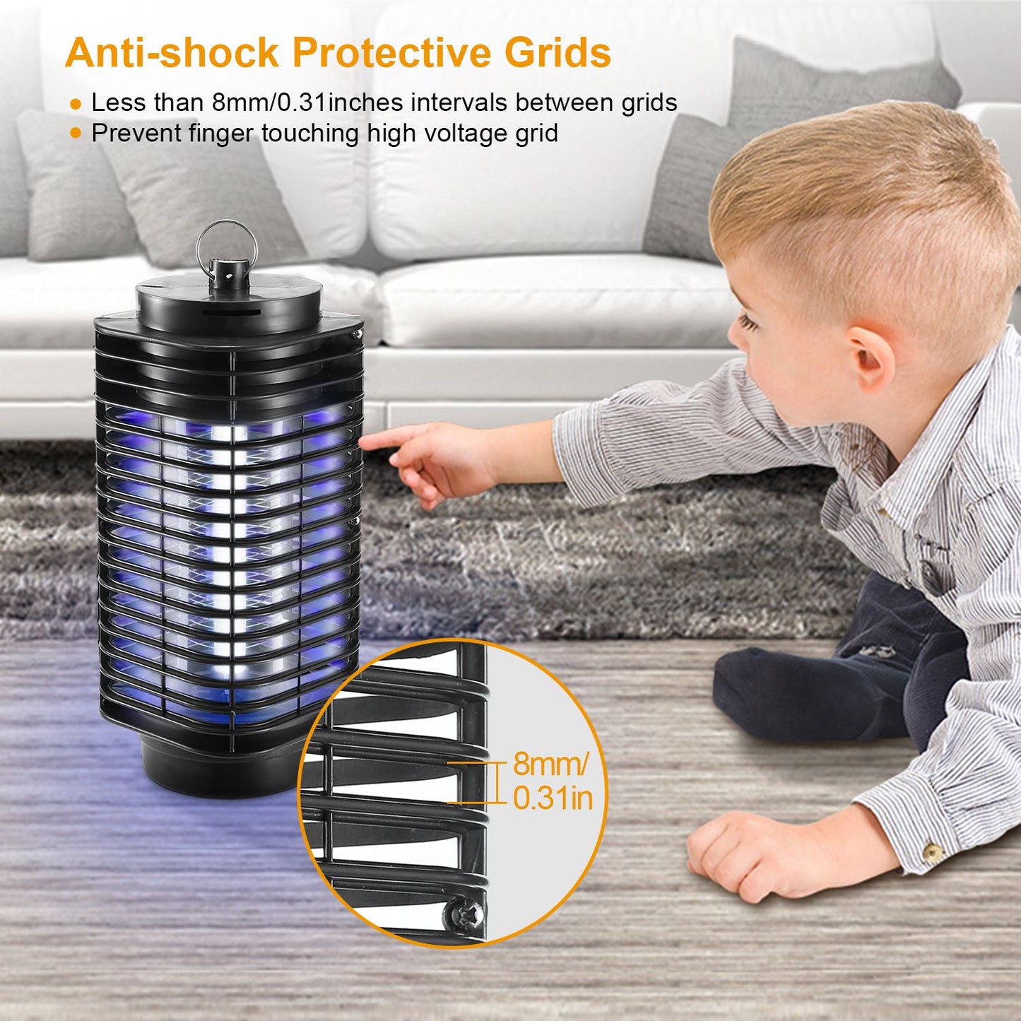 Electric Bug Zapper UV Light Flying Zapper Insect Killer Lamps Pest Mosquito Fly Trap Catcher Odorless Noiseless For Home Restaurant