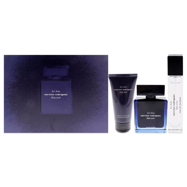 Narciso Rodriguez Bleu Noir Gift Set 3 Pcs. : 3.3Oz EDP Spray 1.6Oz Shower Gel10Ml EDP For Menen