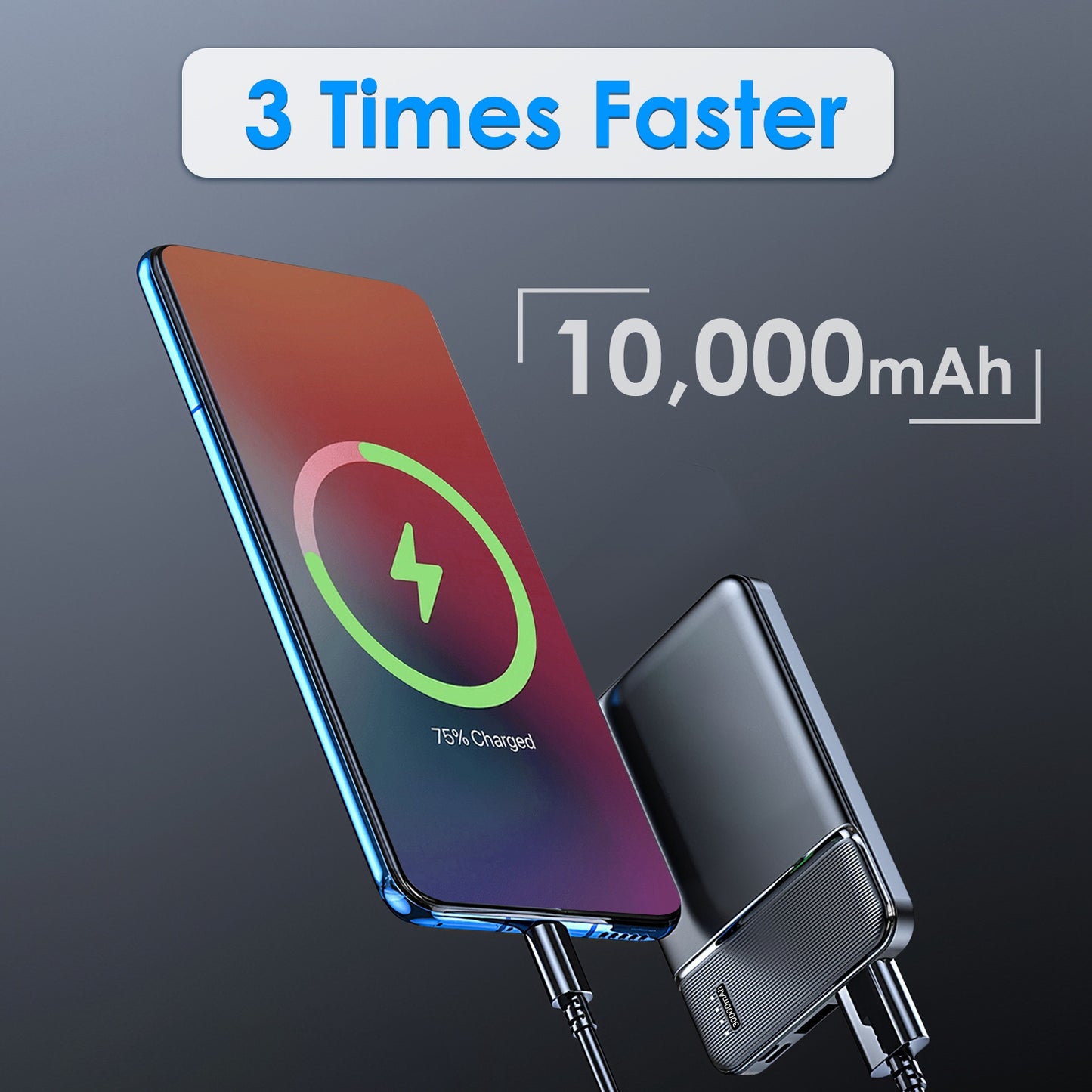 30000mAh to 20000mAh 1W MAh Fast Charging Power Bank With 1 USB Cable Fit For IOS Phone 15 14 13 and more