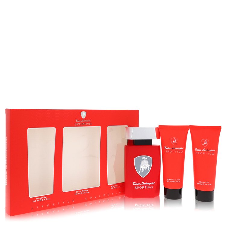 Lamborghini Sportivo By Tonino Lamborghini Gift Set -- 4.2 Oz Eau De Toilette Spray + 3.4 Oz Shower Gel + 3.4 Oz After Shave Balm For Men