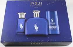 Ralph Lauren Polo Blue 3Pc Set: 4.2 EDT Spray 1.36Oz. EDT 2.5 Deodorant Stick For Men
