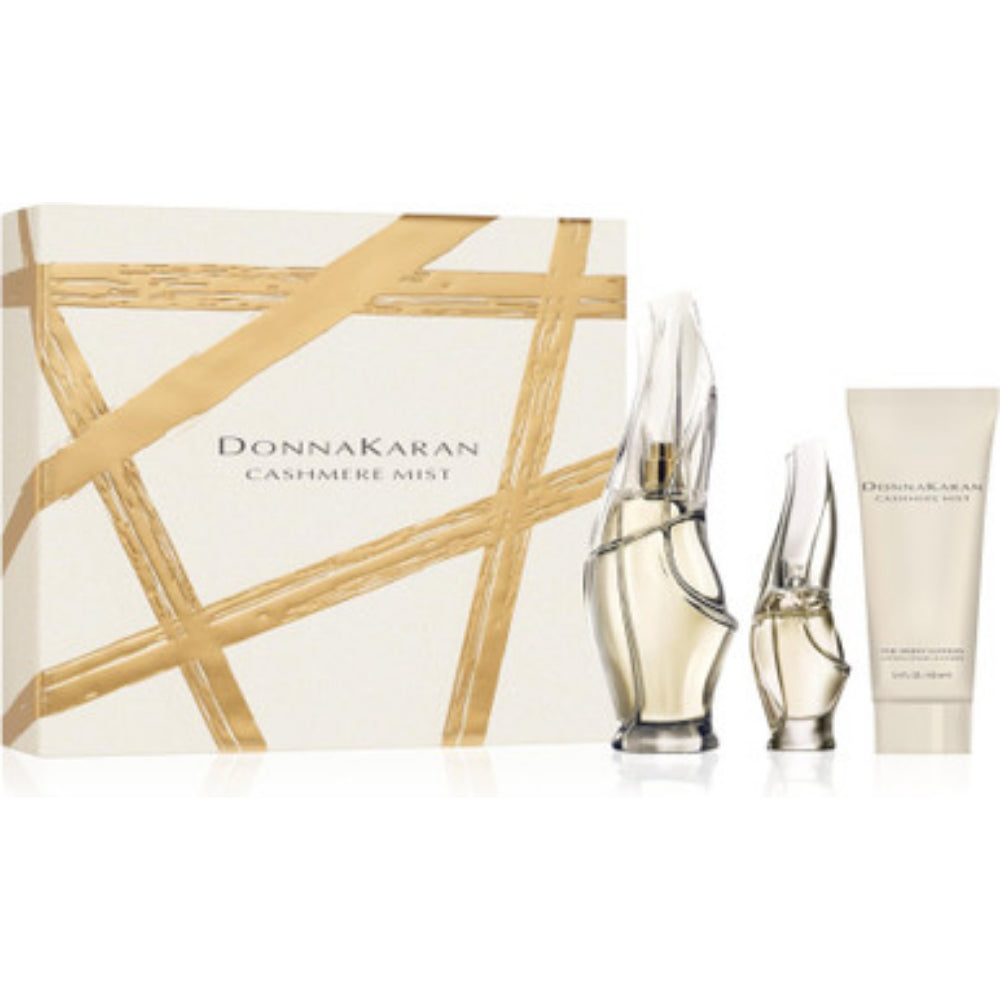 Donna Karan Cashmere Mist 3 Pcs Set For Women:3.4 Eau De Parfum Spray + 0.5 Eau De Parfum Spray + 3.4 Body Lotion