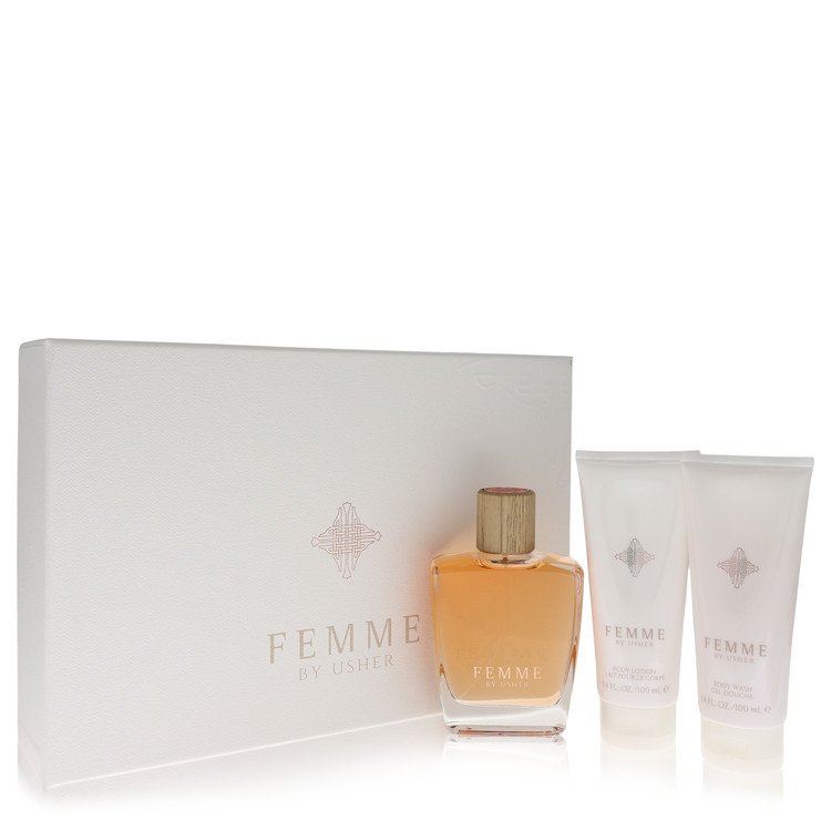 Usher Femme By Usher Gift Set 3.4 Oz Eau De Parfum Spray + 3.4 Oz Body Lotion + 3.4 Oz Shower Gel For Women