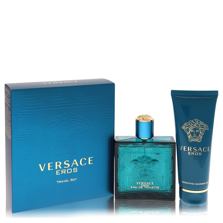 Versace Eros By Versace Gift Set -- 3.4 Oz Eau De Toilette Spray + 3.4 Oz Shower Gel For Men