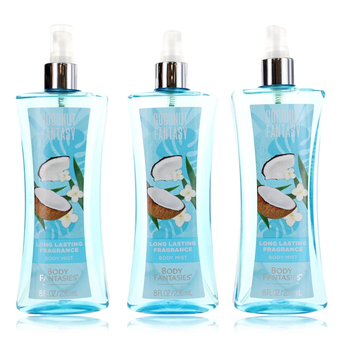 Coconut Fantasy By Body Fantasies, 3 X 8 Oz Fragrance Body Spray Women