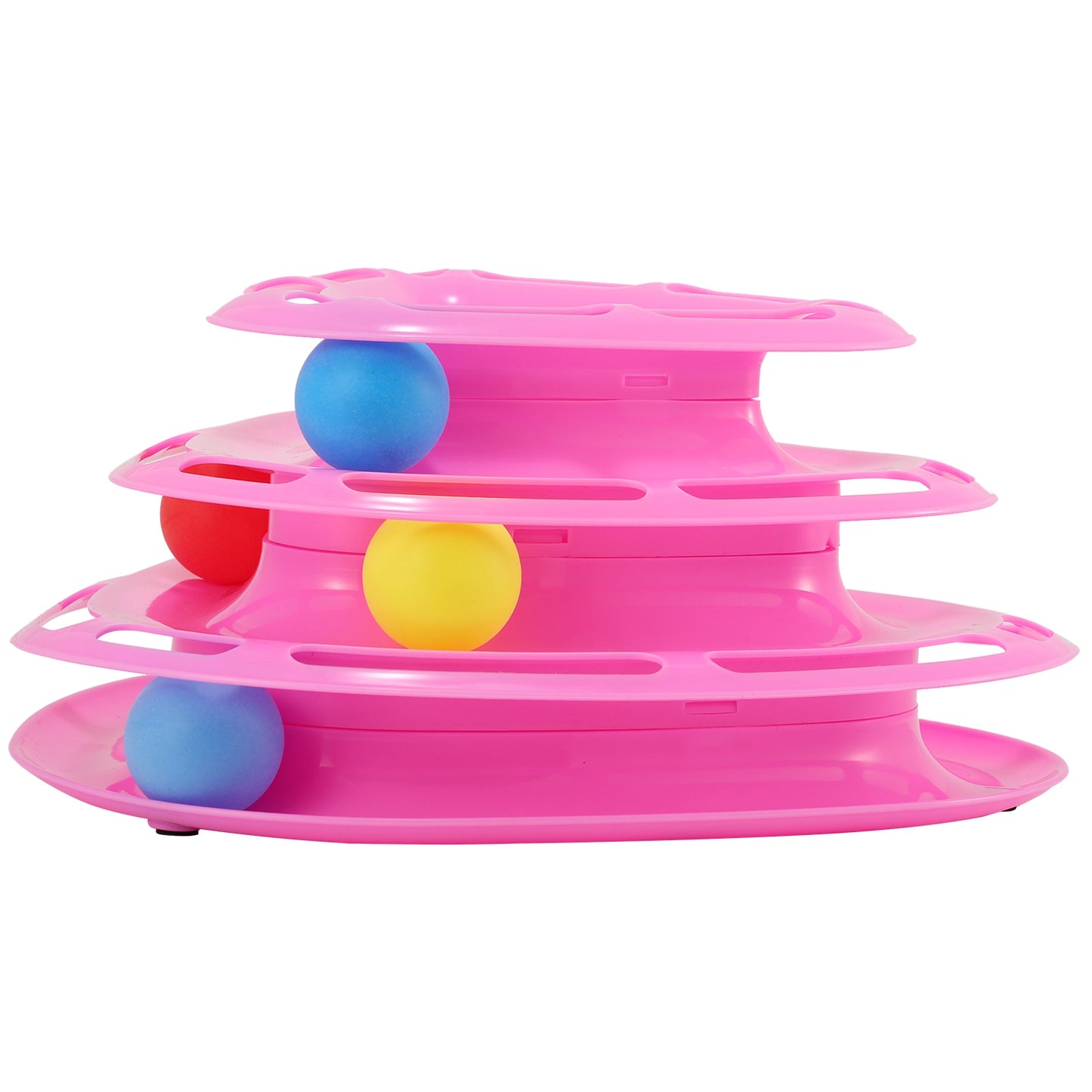 Cat Track Tower Toys 4-Layer Ball Track Interactive Cat Toys Electric Rotate Butterfly Birds
