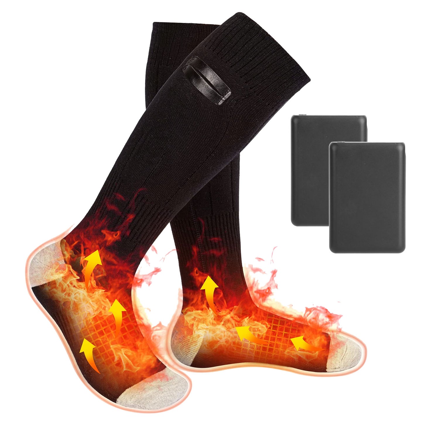Electric Heated Socks for Men Women Battery Powered Heated Socks Rechargeable Feet Warmer with 4 Temperature Levels Indoor Outdoor Machine Washable