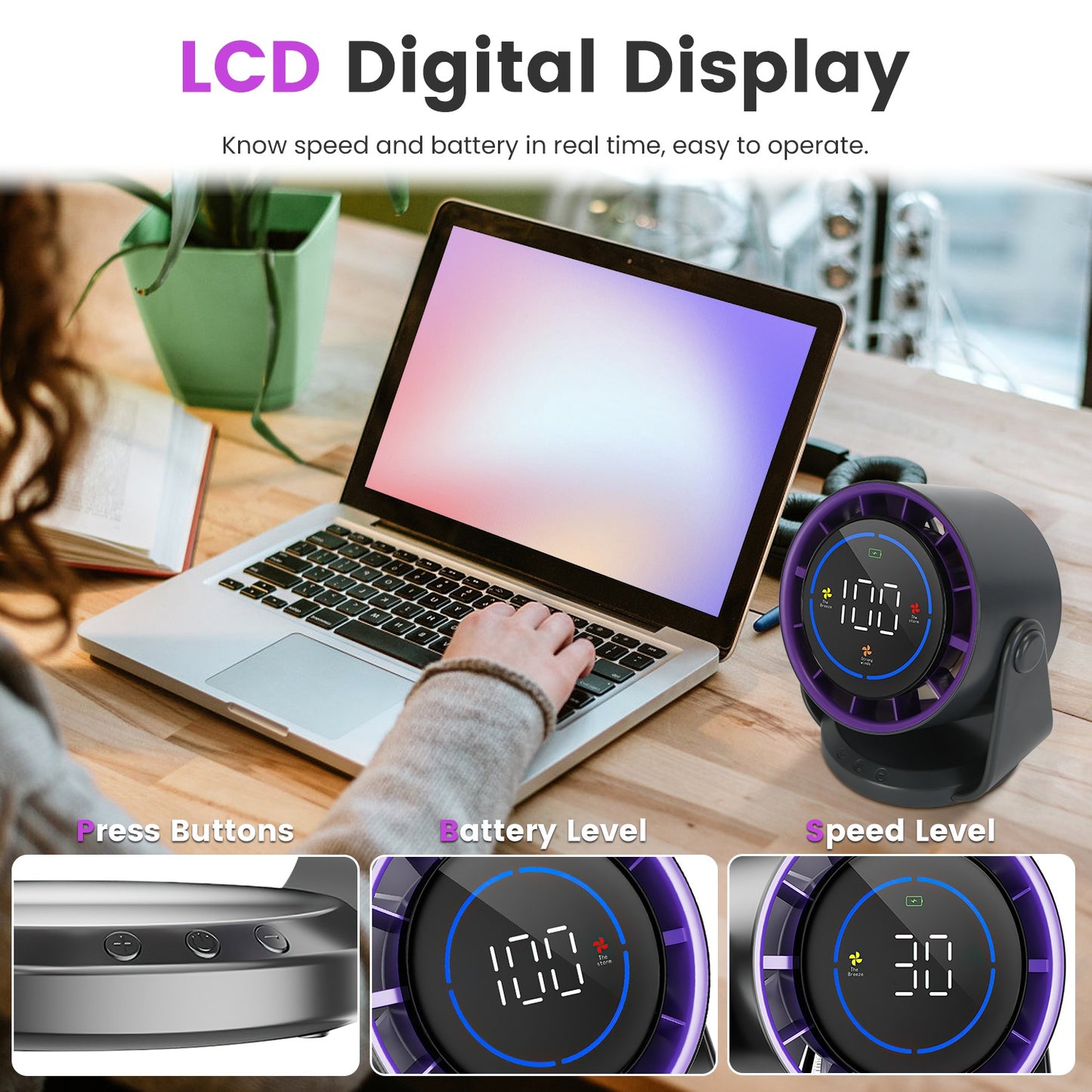 Desk Fan Battery Operated Wall Mounted Fan Rechargeable Mini Desk Fan With Tilting Angle For Home Office Travel