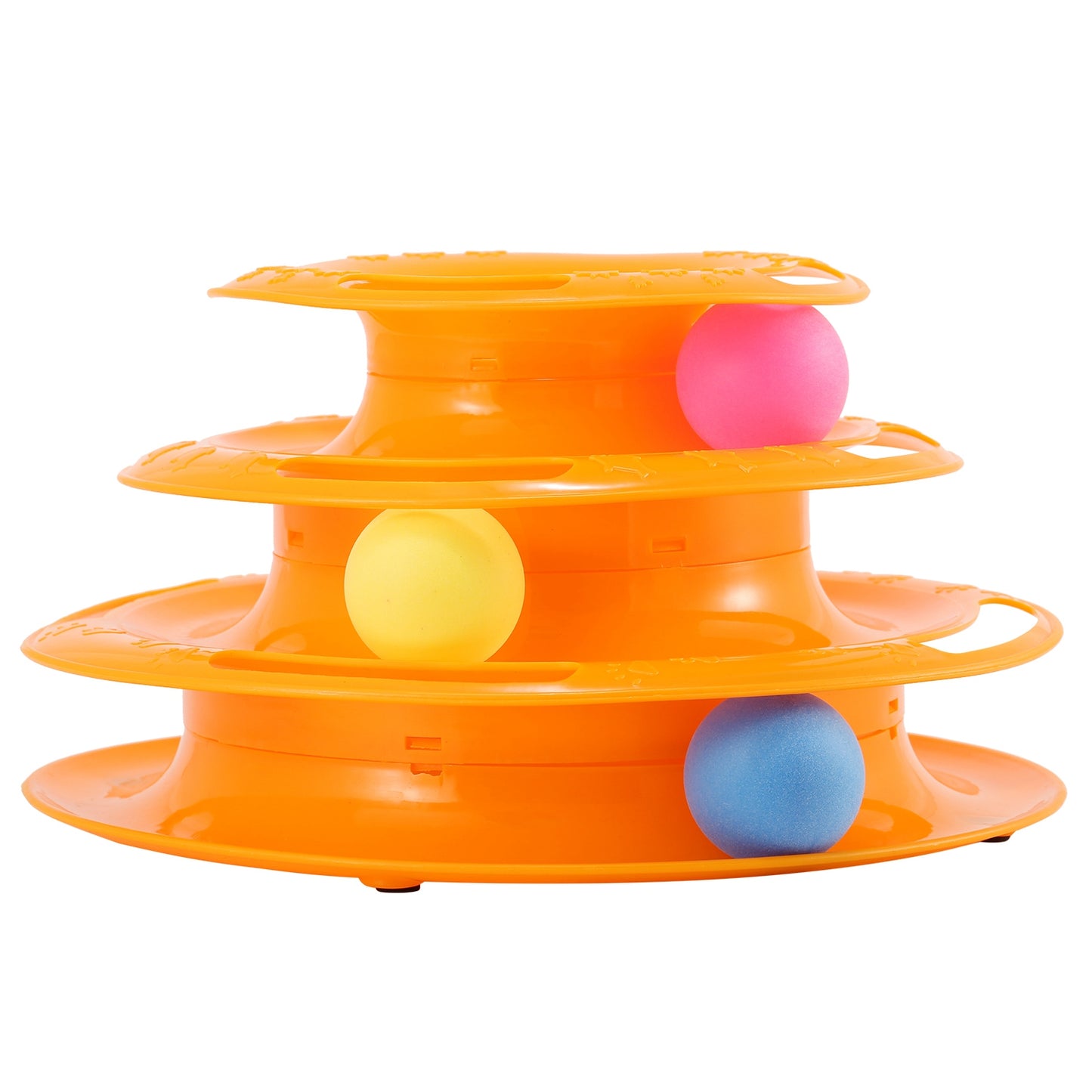 Cat Track Tower Toys 4-Layer Ball Track Interactive Cat Toys Electric Rotate Butterfly Birds