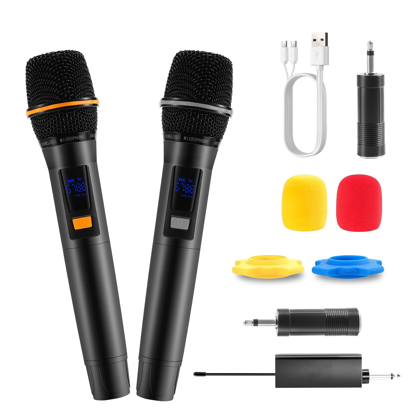 UHF Wireless Microphones Rechargeable Wireless Microphones Metal Handheld Dynamic Mics with 262FT Range for Karaoke Party DJ Wedding Speech Outdoor Ev