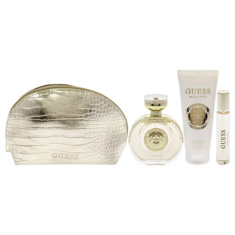 Guess Bella Vita 4 Pcs. Set: 3.4Oz EDT Spray 15Ml Travel Spray 3.4Oz Body Lotionpouch Women