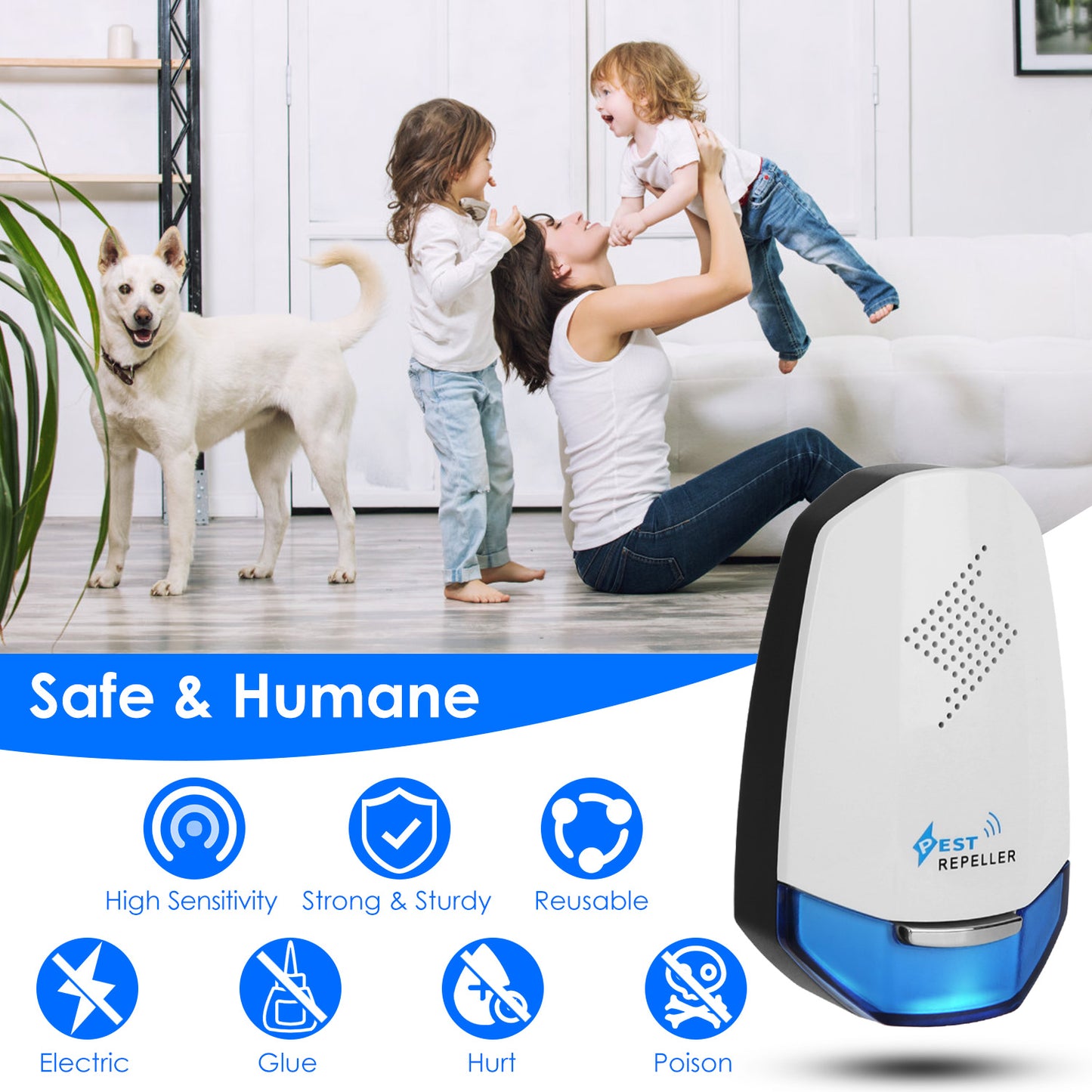 2 Pack Ultrasonic Pest Repeller With Night Light Plug In Pest Mice Repellent Indoor Roach Bed Bug Mouse Rodent Mosquito Killer For Bedroom Garage Warehouse Office For Spring Summer