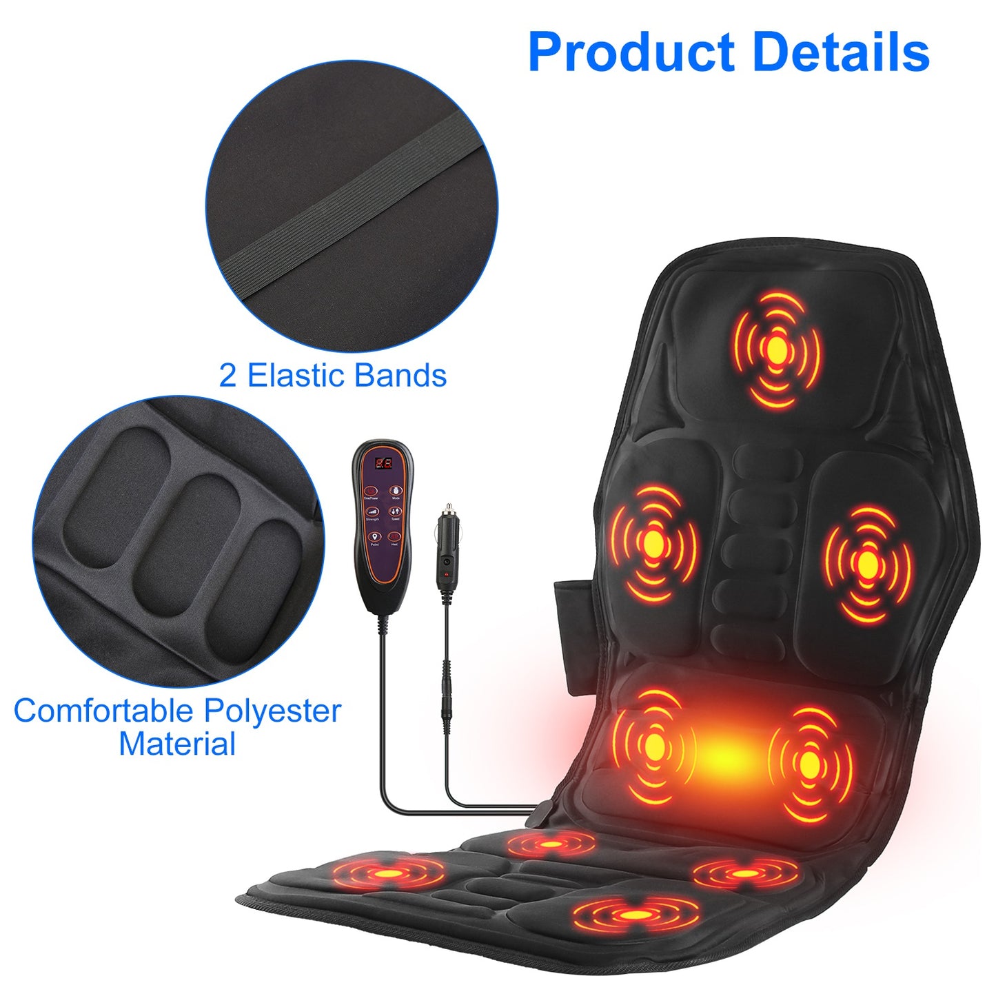 Full Body Massage Chair Pad With Heat Multifunctional Back Massager With Pinpoint Massage Vibration Timer For Home Office Car Use
