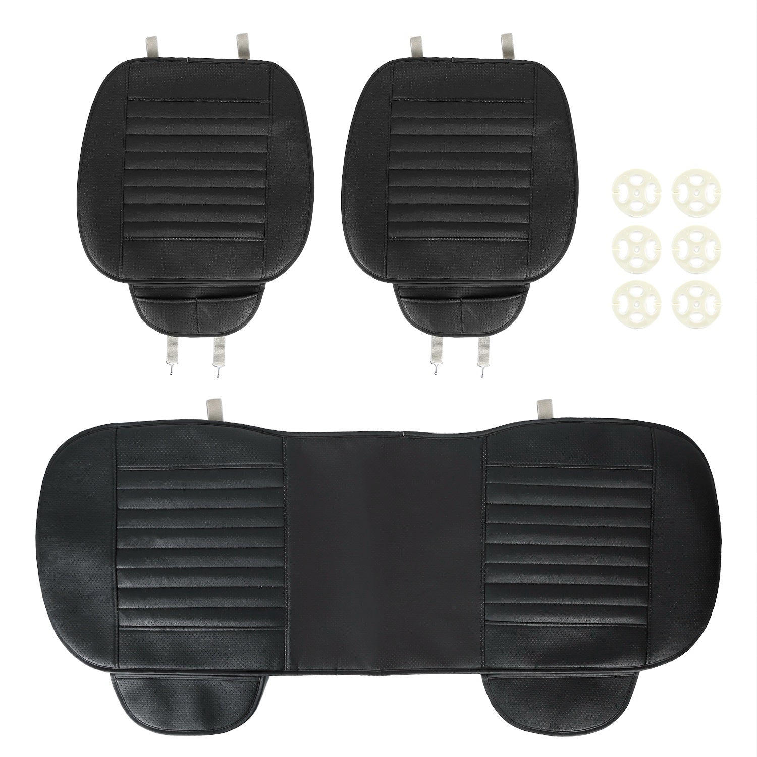 3Pcs Universal Car Seat Cushion Cover Breathable Vehicle Seat Protector Filling Bamboo Charcoal Mat w/ Non-Slip Bottom 1 Rear Bench Seat Cover 2 Front