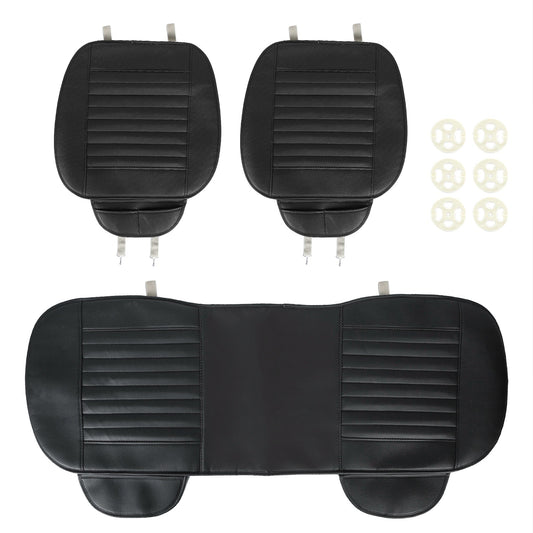 3Pcs Universal Car Seat Cushion Cover Breathable Vehicle Seat Protector Filling Bamboo Charcoal Mat w/ Non-Slip Bottom 1 Rear Bench Seat Cover 2 Front
