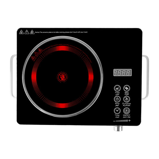 3500W Electric Single Ceramic Stove Electric Cooktop Hot Plate Infrared Countertop Burner with 12 Power & Temperature Levels 0-3H Timer Portable Handl