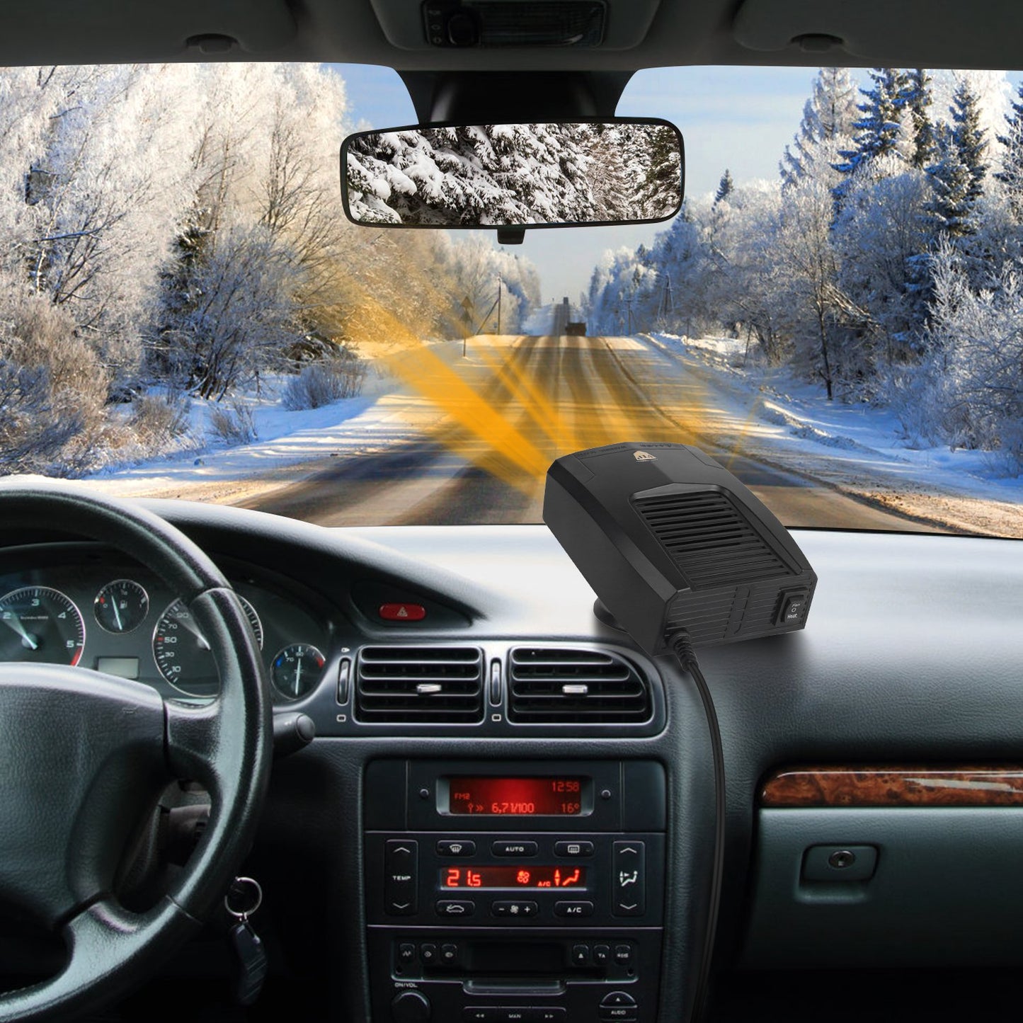 Portable Car Heater Heating Fan 2 In 1 Defroster Defogger Demister Windshield Heater Automotive Cooling Fan With 360 Degree Rotating Base