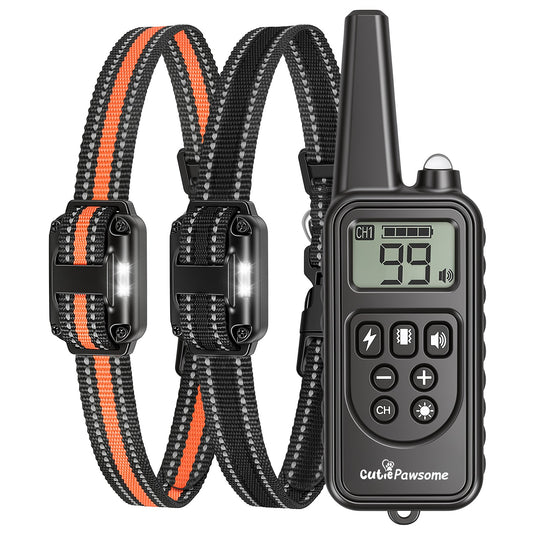 2Pack Dog Training Collars with Remote Rechargeable Dog Training Collars IP68 Waterproof with 4 Training Modes 3 Channels for Medium and Small Dogs