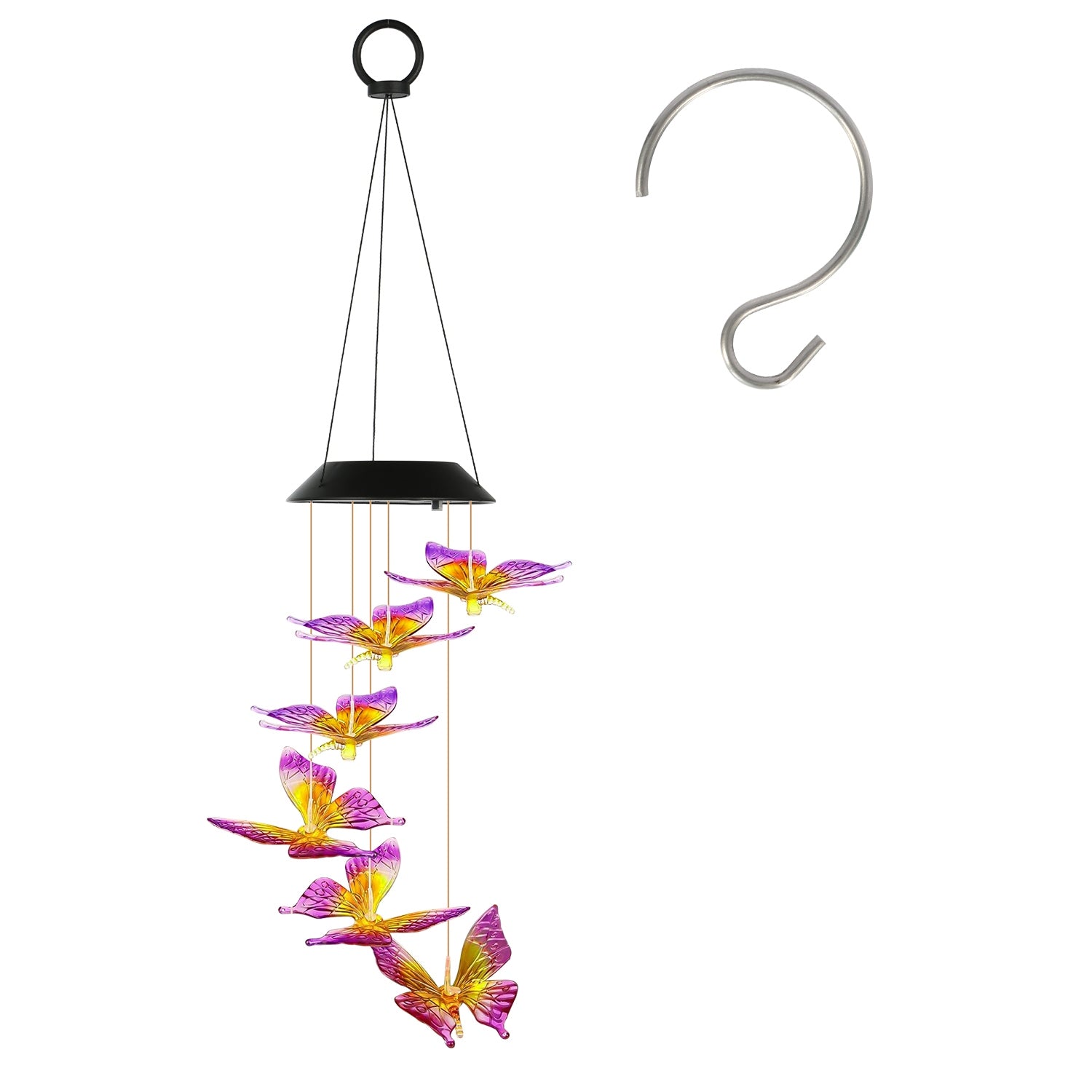 Solar Butterfly Wind Chime 7 Color Changing Wind Chime for Outside IPX4 Waterproof Outdoor Garden Yard Decor