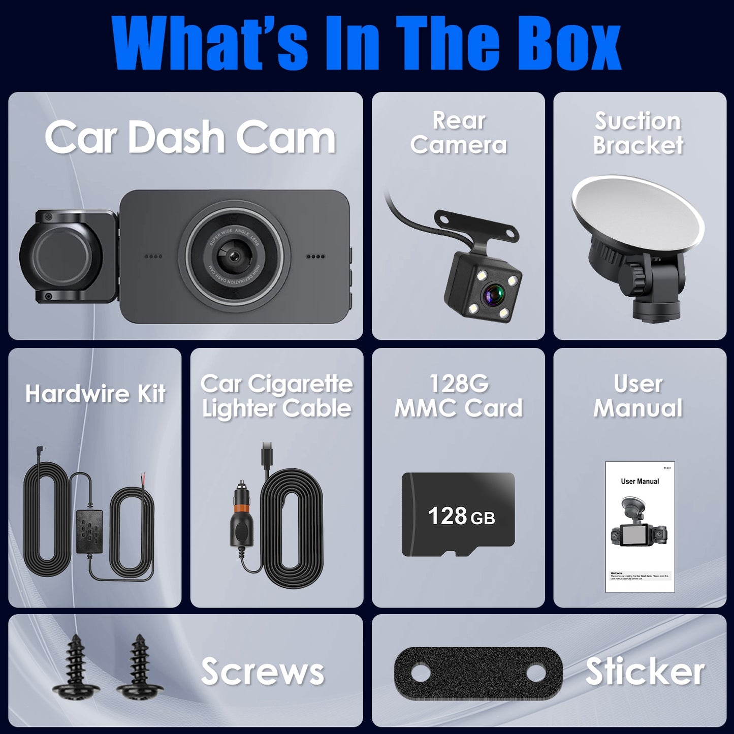 4 Channel Car Dash Cam With 128G MMC Card 1080P Front 720P Left Right 480P Rear G-Sensor Parking Monitor Loop Recording Night Vision 360 Degree Surveillance Car Camera