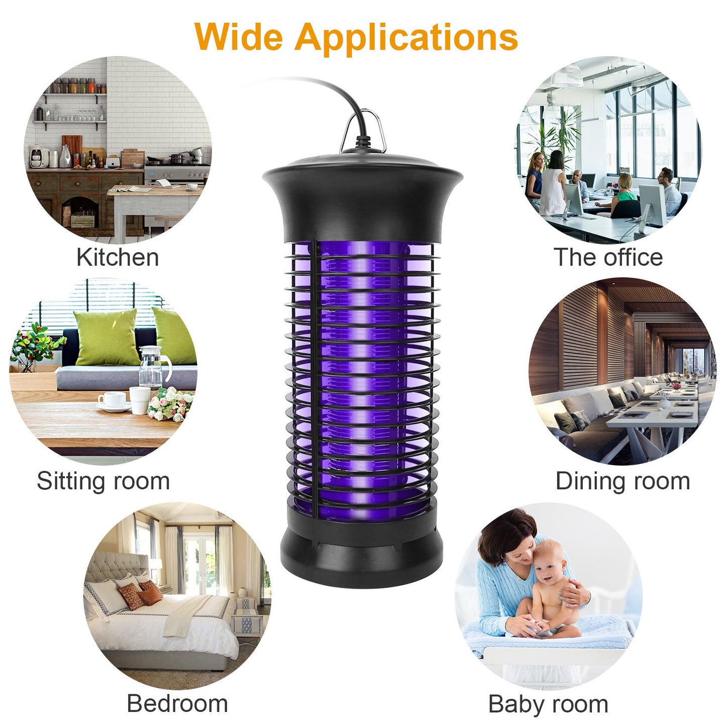 1Pc Electric Bug Zapper Mosquito Killer UV Light Flying Zapper Insect Killer Lamps Pest Fly Trap Catcher Odorless Noiseless