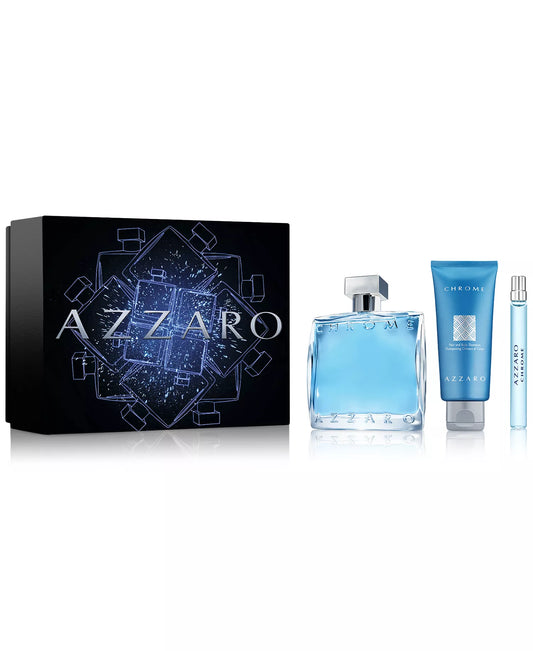 Azzaro Chrome 3 Pcs Set For Men: 3.3 Eau De Toilette Spray + 2 * 2.5 Hair And Body Shampoo