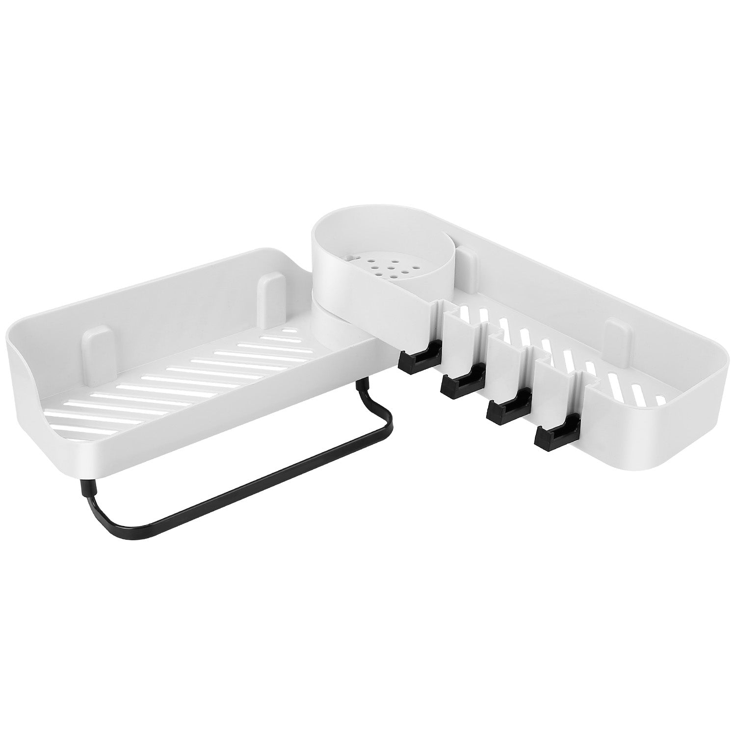 180° Rotatable Bathroom Corner Caddy Shelf No Drilling Wall-Mounted Storage Rack for Toiletries