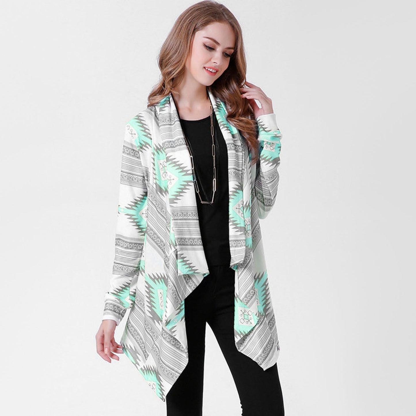 Women Open Front Cardigan Long Sleeve Shawl Neck Breathable Cardigan Well Collection w/ T-Shirt Tank Jeans Leggings