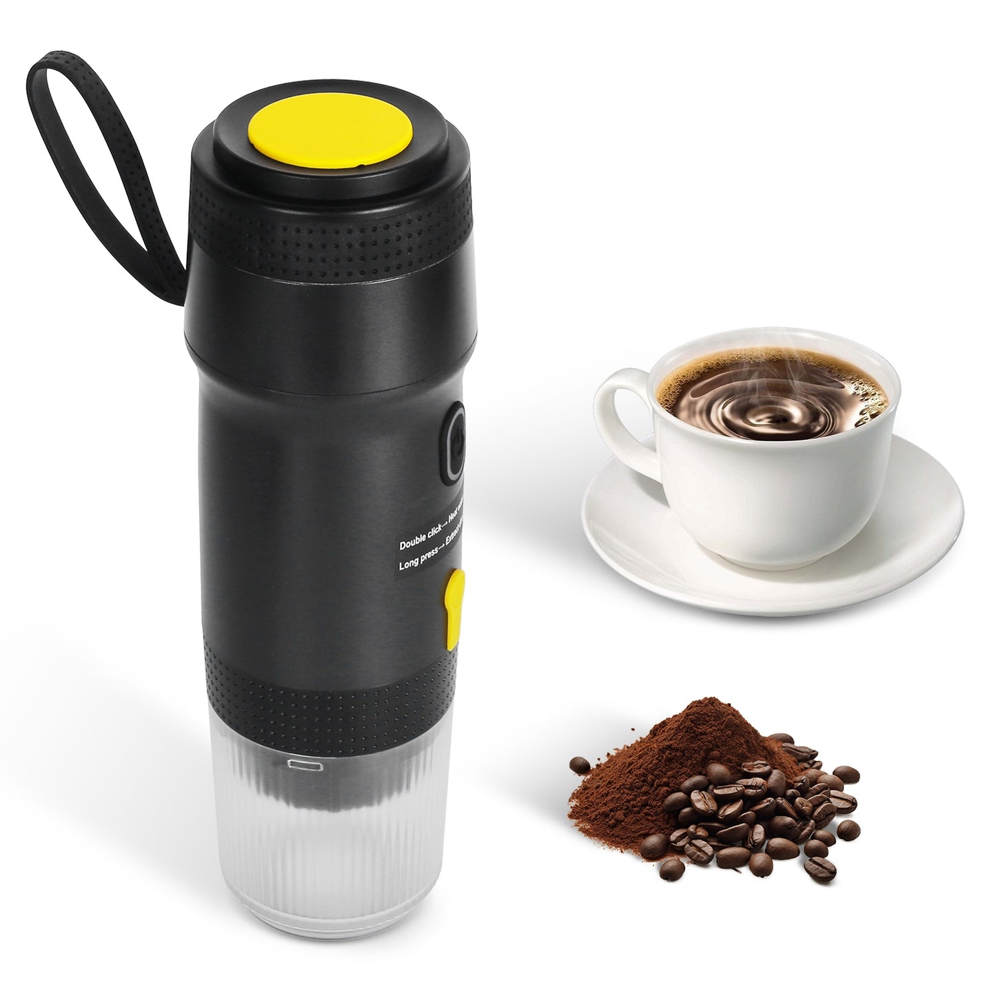 Portable Electric Espresso Machine Cordless Coffee Maker Self-Heating Car Espresso Maker with Anti-Dry Burn Fit for Ground Coffee/NS/DG Capsules for C