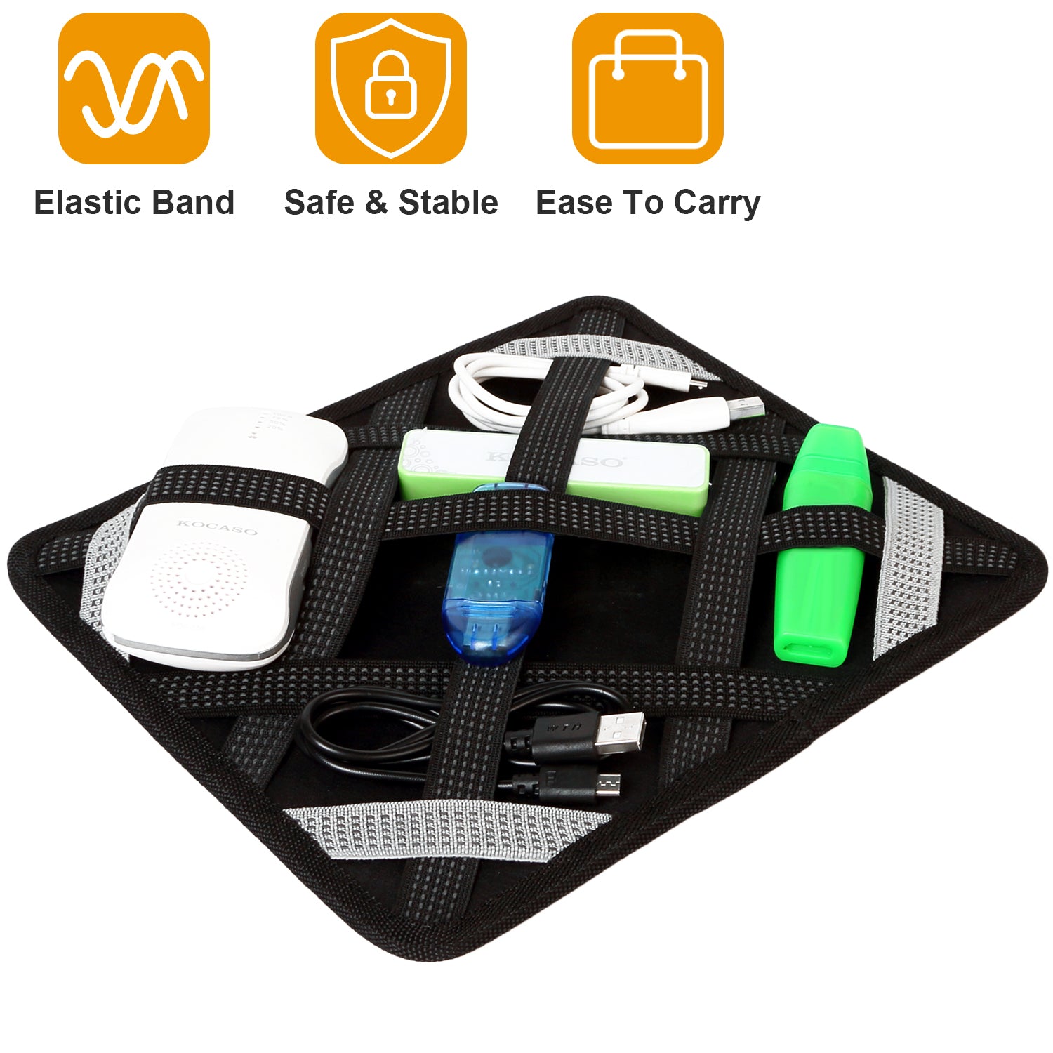 Tablet Case Organizer Elastic Band Tablet Sleeve For 9.7in Tablets w/ Double-sided Design For Mouse Earphone Card