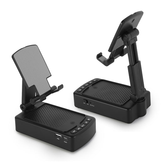 Cell Phone Stand with HD Surround Wireless Speaker Power Bank Portable Foldable Charging Phone Stand with Anti-Slip Base Compatible with Phone Tablet
