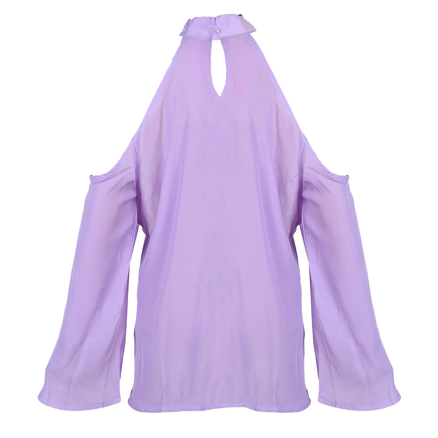 Women\'s Sexy Off The Shoulder Blouses Cold Shoulder Tops V-Neck Long Sleeve T-Shirt Solid Color Summer