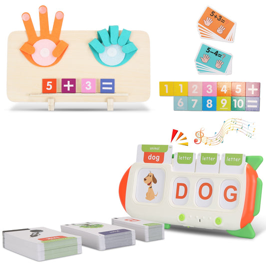 Talking Flash Cards and Finger Counting Math Board Interactive Learning Toys for Kids Aged 3+ Number Alphabet Words Song Learning