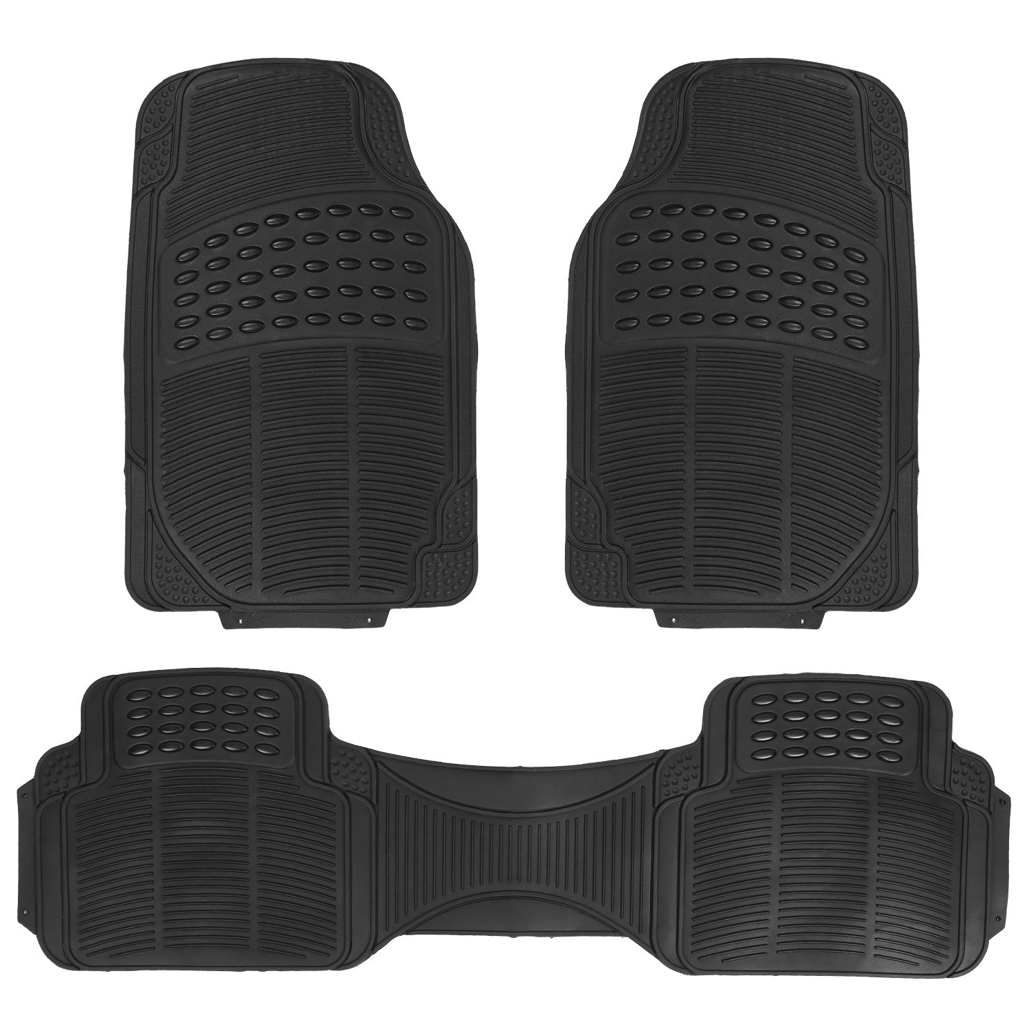 3Pcs Automotive Floor Mats Set Front Rear PVC Rubber Floor Mats Heavy Duty Drive Vehicle Car Mats with Trimmable Design Fit Most Cars SUVs Trucks