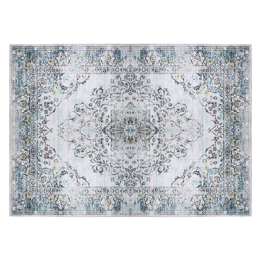 6x9FT Vintage Area Rug Modern Non Slip Carpet Boho Low Pile Soft Rug Waterproof Machine Washable Rug for Living Room Bedroom Kitchen Dining Room Under