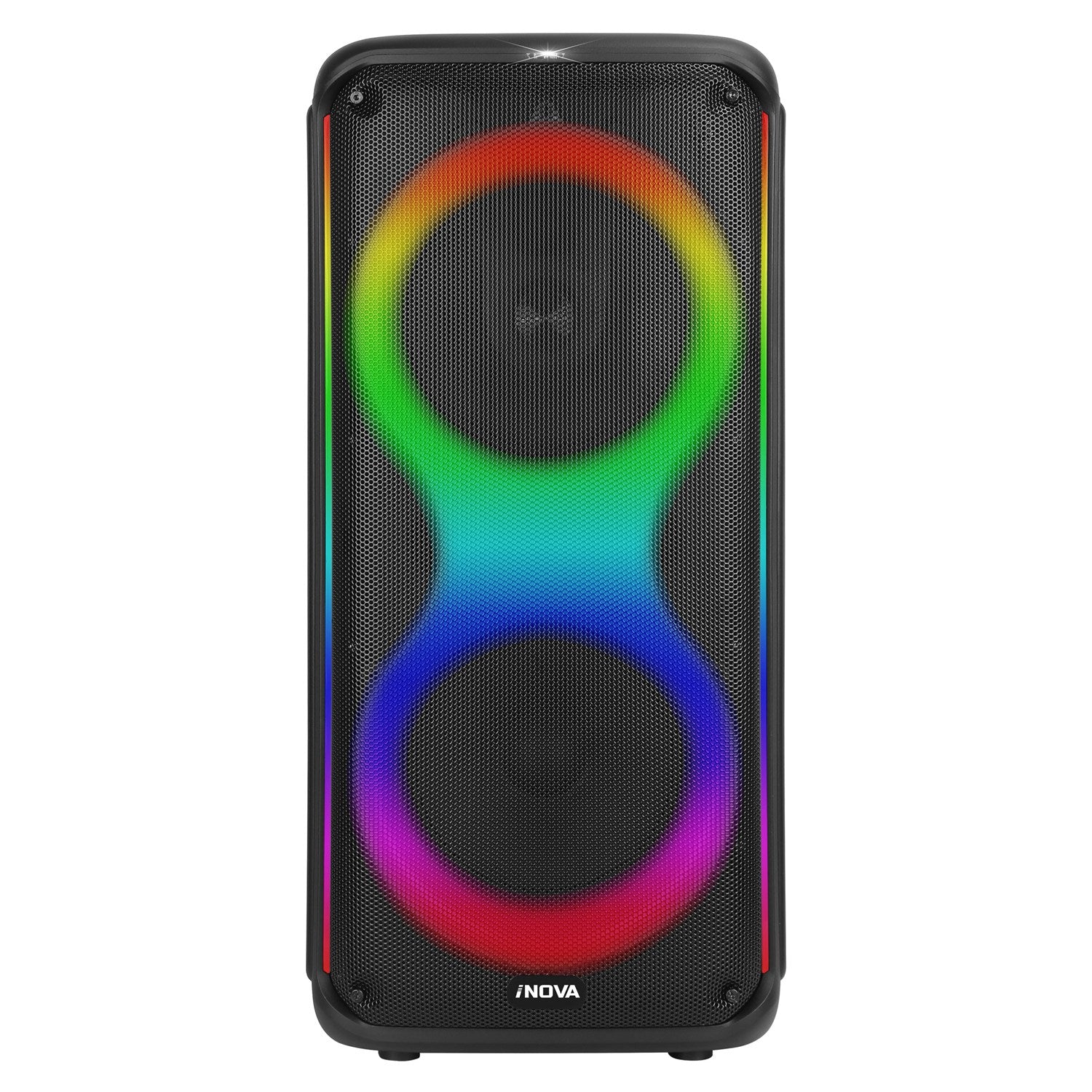 Portable Wireless Party Speaker with 7 Colorful Lights Remote Control Party Speaker with TWS Function FM Radio USB MMC Card Reading Aux In Recording F