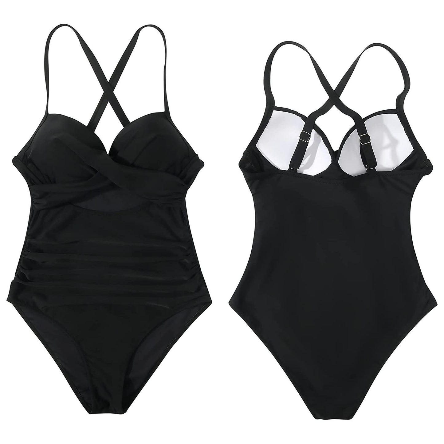 Women’s One Piece Swimsuit Beachwear Swimwear Tummy Control Cutout High Waist Bathing Suit Wrap