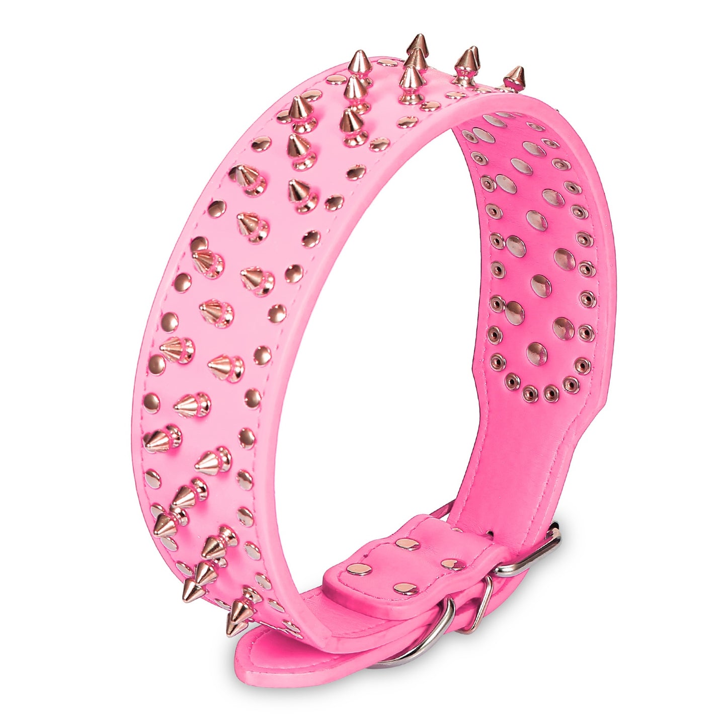Dog Leather Collar Spiked Studded Pet Dog Collar Adjustable Neck Pitbull Mastiff Collar