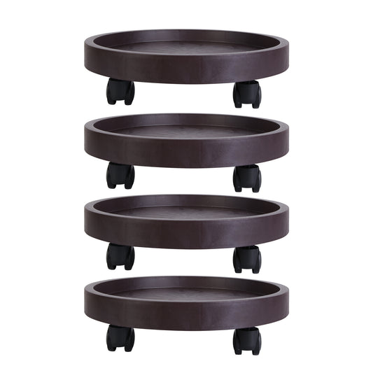4Pcs 12.8IN Or 14IN Plant Caddy With Wheels Up to 187LBS Load Capacity Rolling Plant Stand With 4Pcs 360° Swirling Wheels For Indoor Outdoor