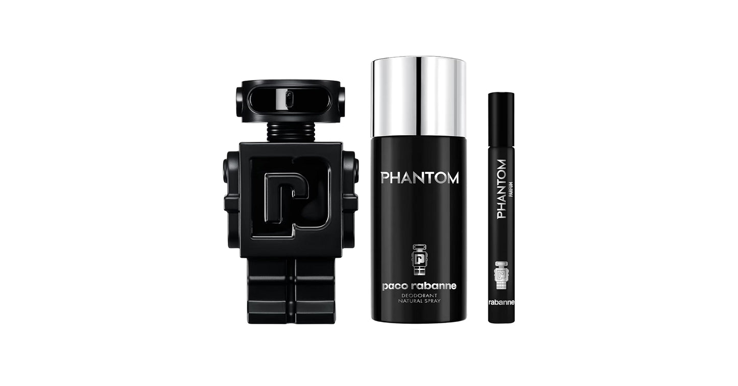 Paco Rabanne Phantom 3 Pcs Set For Men: 3.4 Eau De Toilette Spray + 5 Oz Deodorant Spray + 0.34 Eau De Toilette Spray