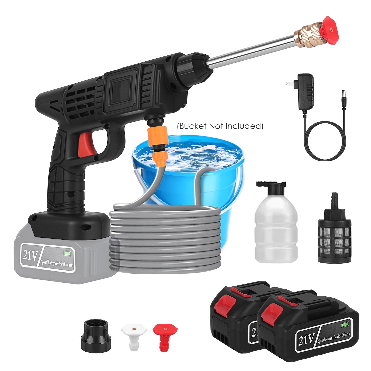 Cordless Pressure Washer Portable Electric Power Washer High Pressure Water Sprayer 400PSI Car Washer Cleaner with 0° & 40° Nozzle Foam Bottle Filter