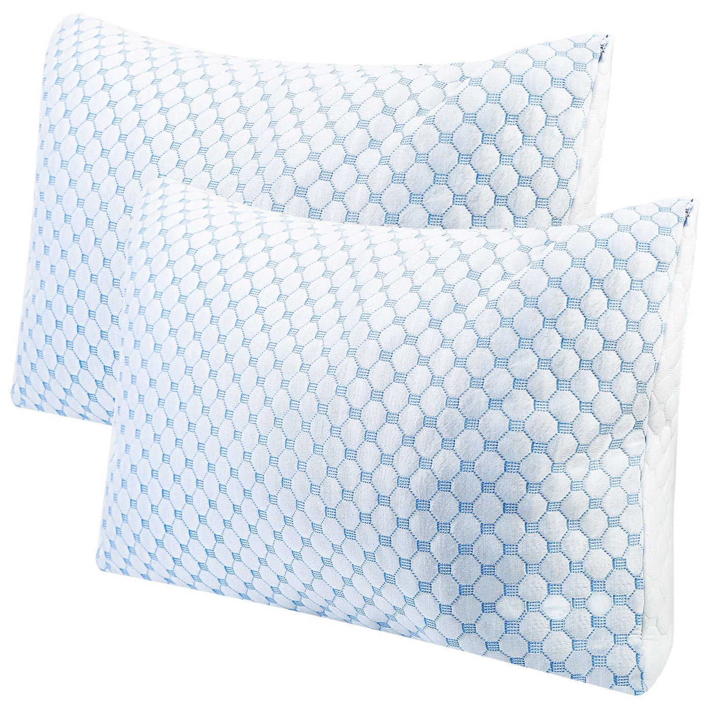 Cooling Memory Foam Pillow Ventilated Soft Bed Pillow w/ Cooling Gel Infused Memory Foam Heat Moisture Reducing Cooling Fiber Breathable Machine Washa