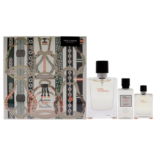 Terre D'Hermes 3 Pcs Set For Men: 3.3 Eau De Parfum Spray Intense + 0.5 Eau De Parfum Spray Intense + 1.3 After Shave Balm