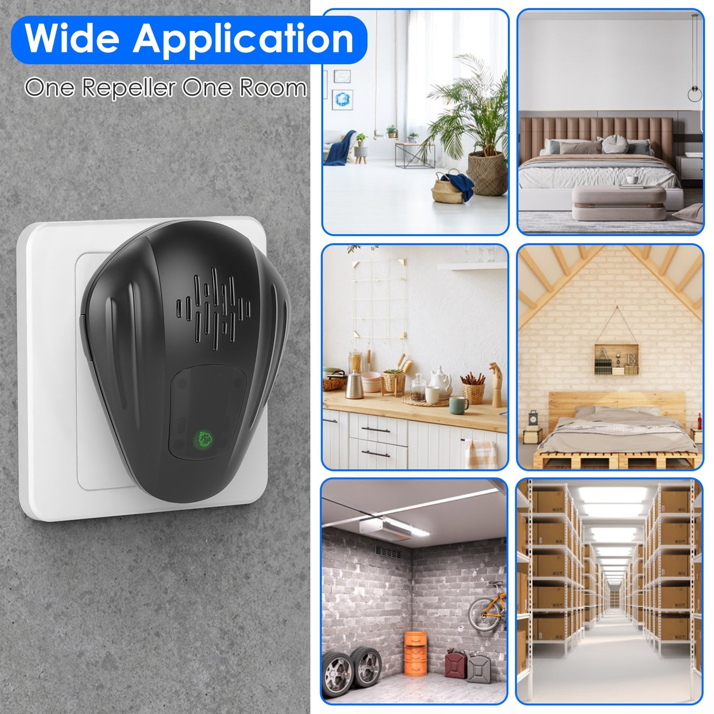 2 Pack Pest Control Device For Mosquitoes Cockroaches Rats Plug In Ultrasonic Insect Repellent Indoor For Bedroom Garage Warehouse Office