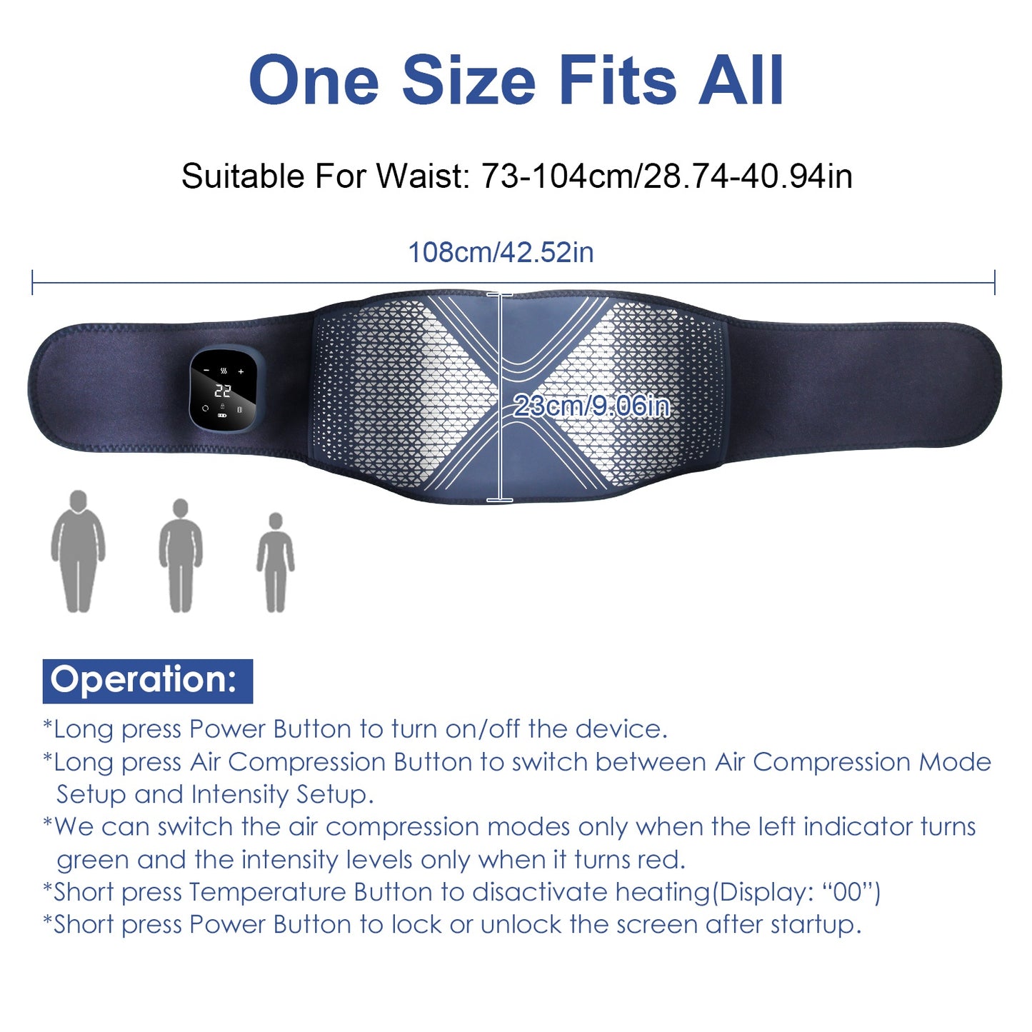 Lower Back Massager Heating Pad Cordless Heating Pad With Air Compression Vibration For Back Belly Waist Shoulder Pain Relief