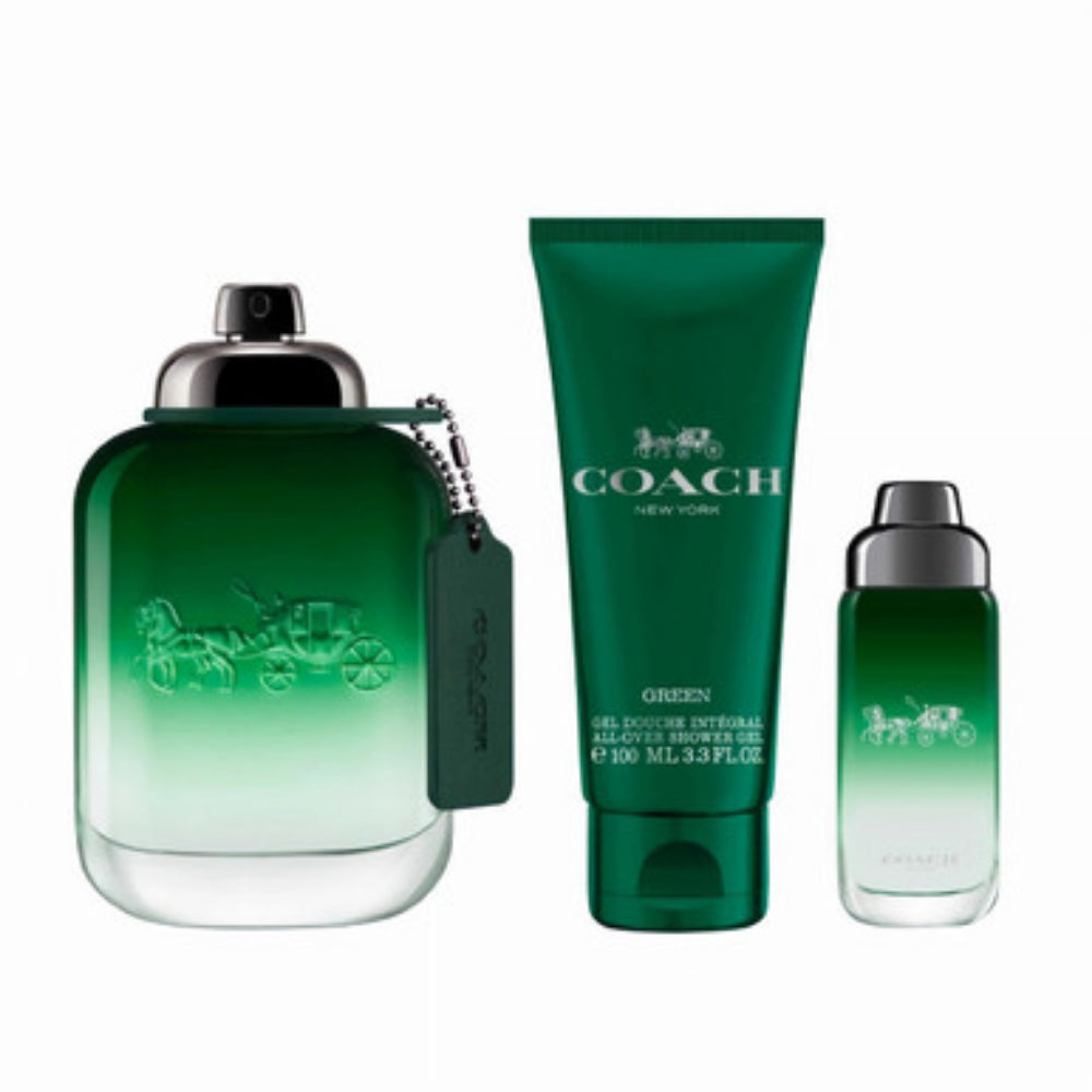 Coach Open Green 3Pc Gift Set: 3.4 Eau De Toilette Spray + 3.4 Shower Gel + 0.5 EDT Spray For Man